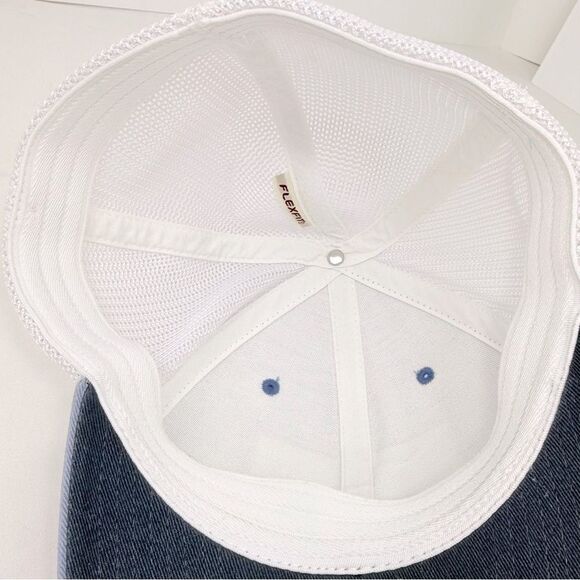 Columbia Blue Canvas White Mesh Tree Flag FlexFit Trucker Hat - Picture 13 of 16